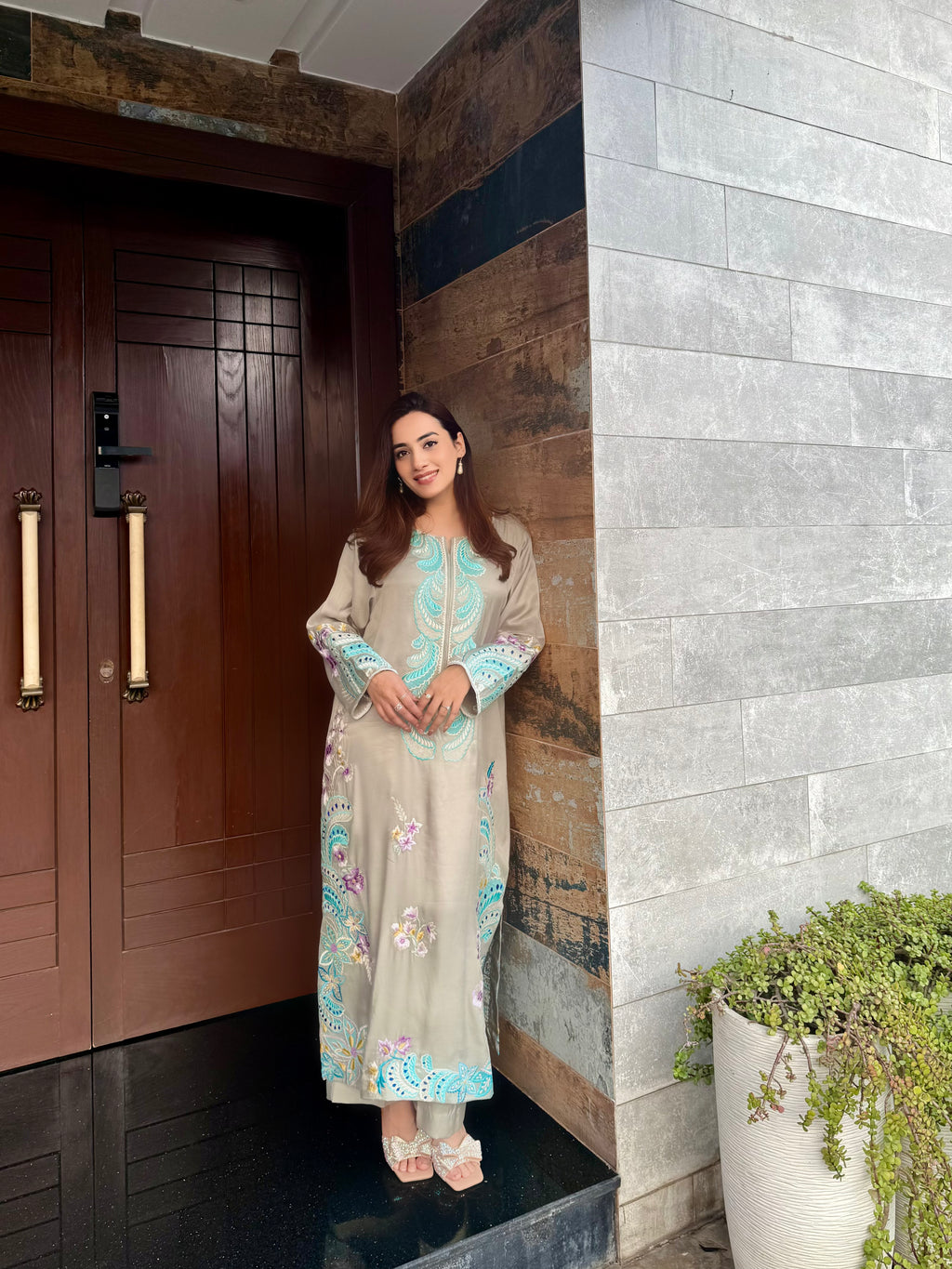 Mint Mosaic Kaftan Shesha Silk