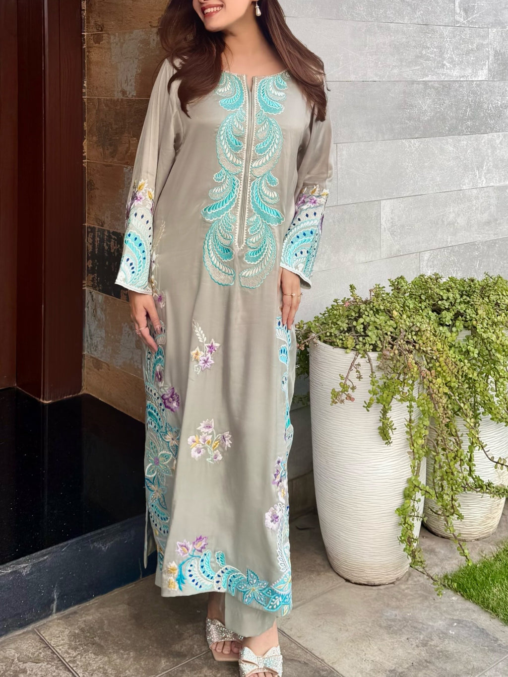 Mint Mosaic Kaftan Shesha Silk