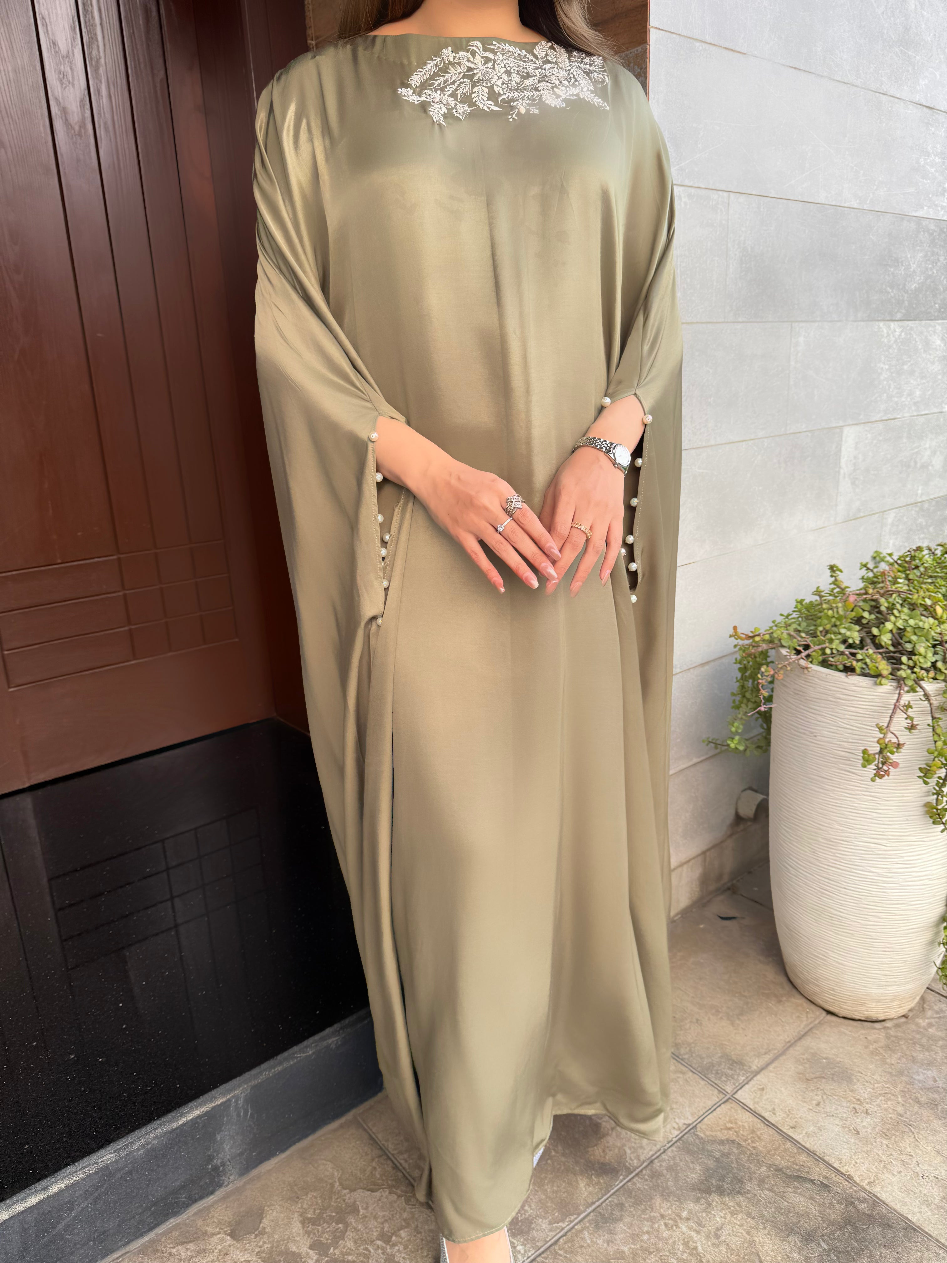 Olive Embellished Kaftan