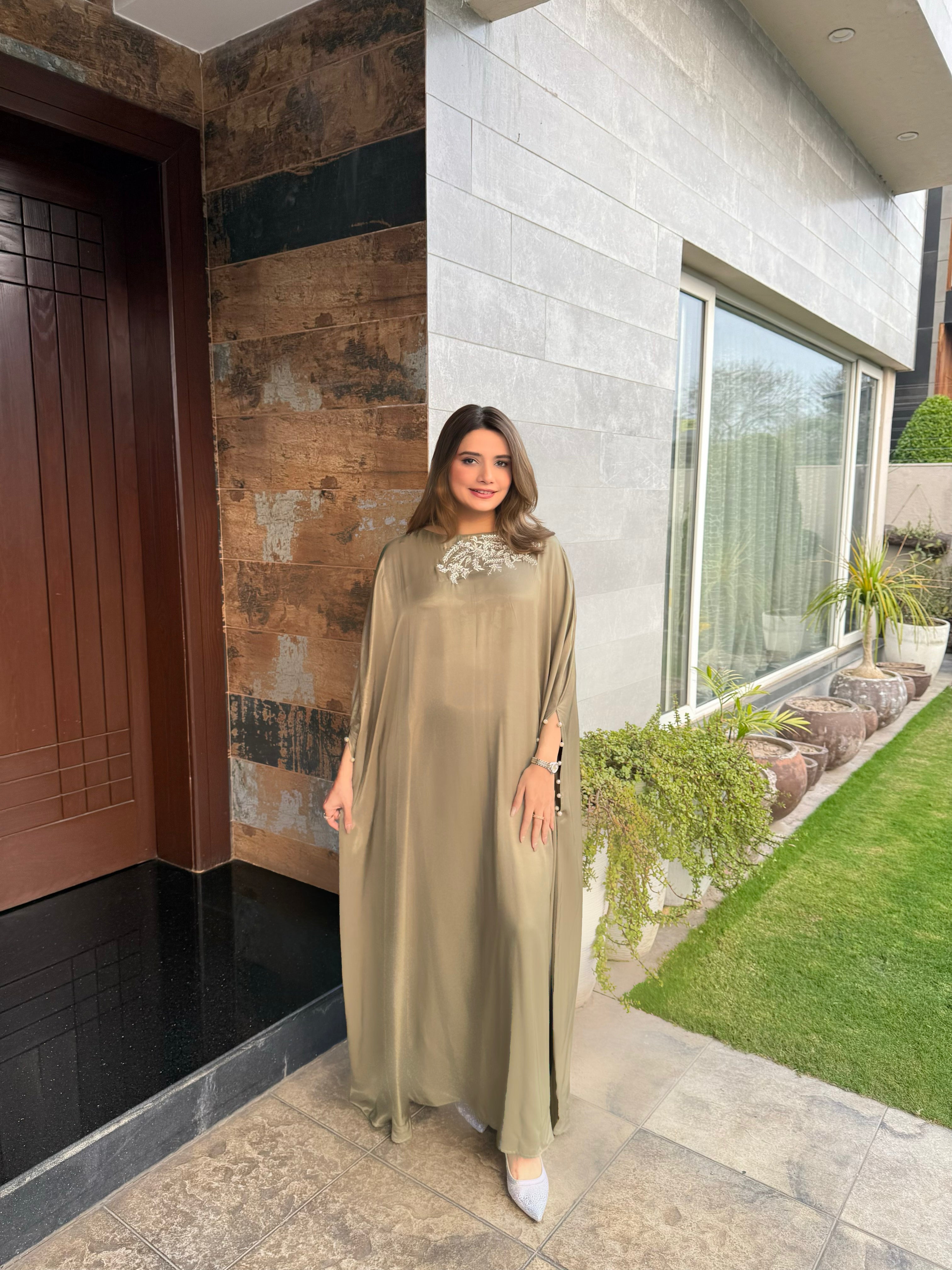 Olive Embellished Kaftan
