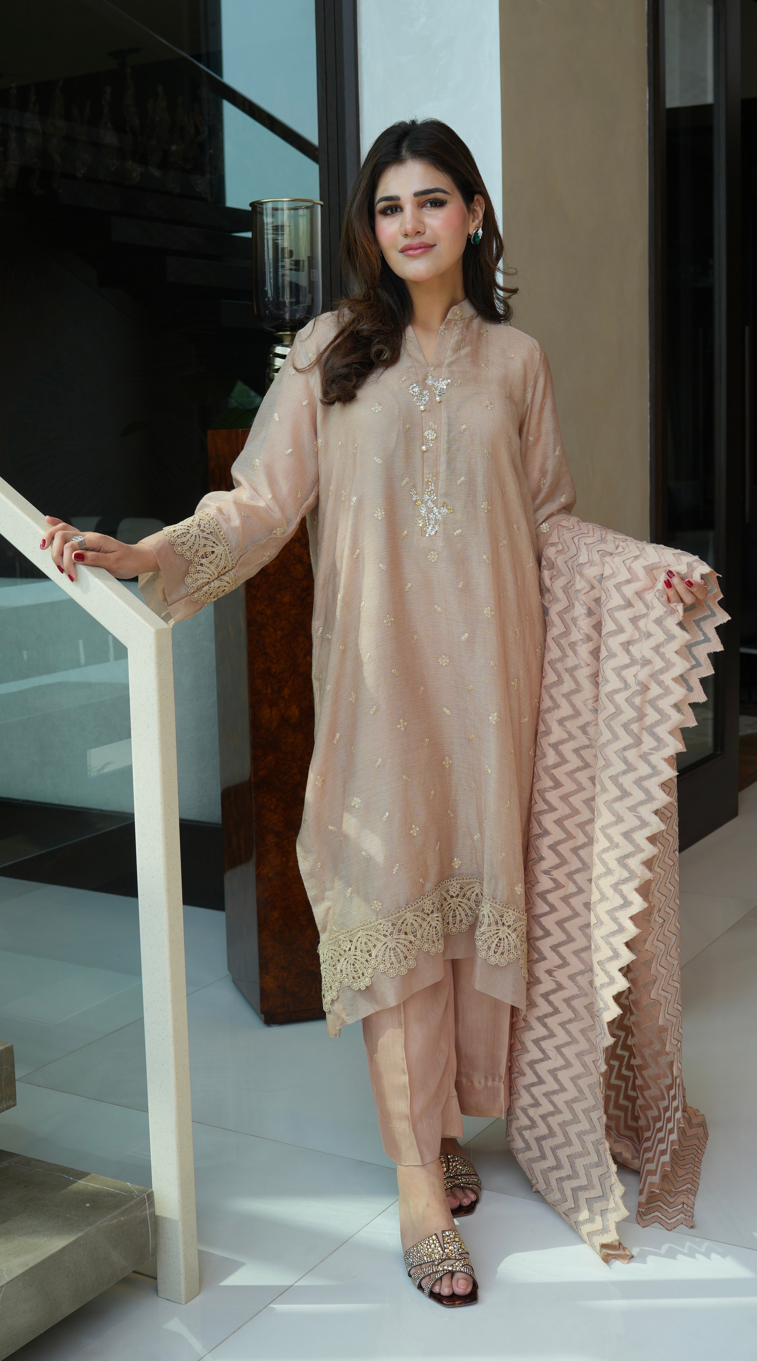 Beige Noor Khaadi Net Set