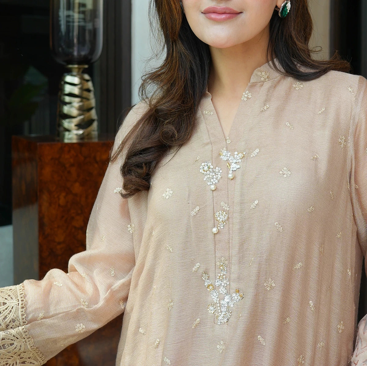 Beige Noor Khaadi Net Set