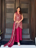 Red Glamour: Embellished Elegance with Gold Accents