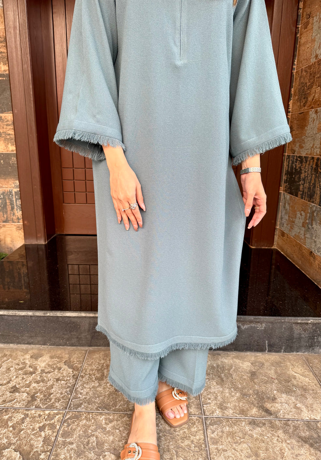 Light Teal Fringe Co-ord Set