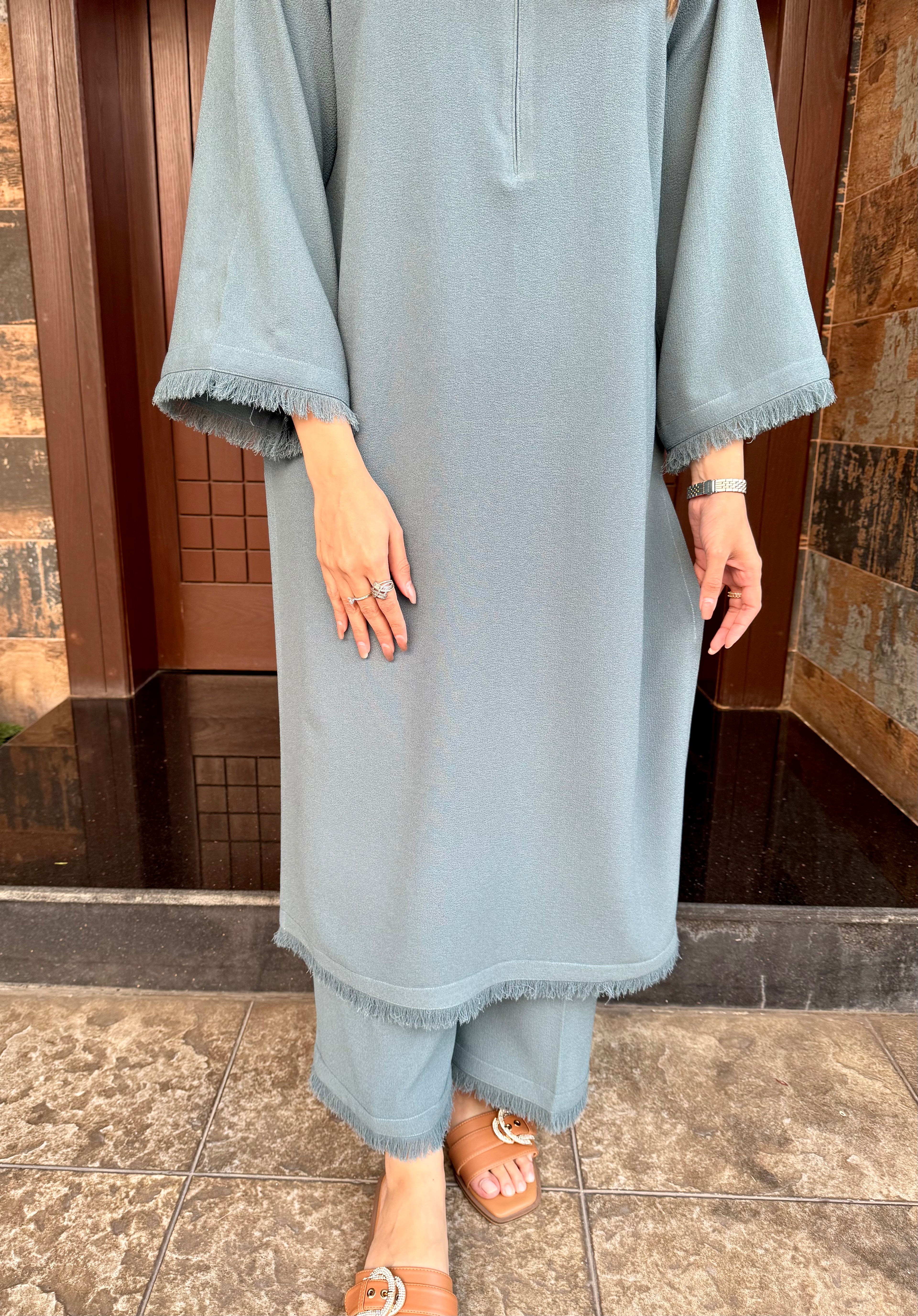Light Teal Fringe Co-ord Set