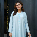 Blue Embellished Butter Silk Set